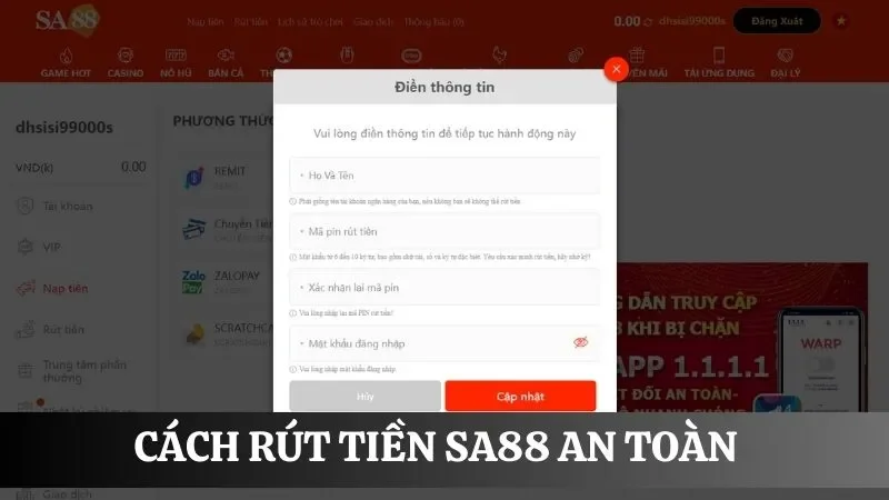 Hướng dẫn rút tiền về tài khoản ngân hàng an toàn